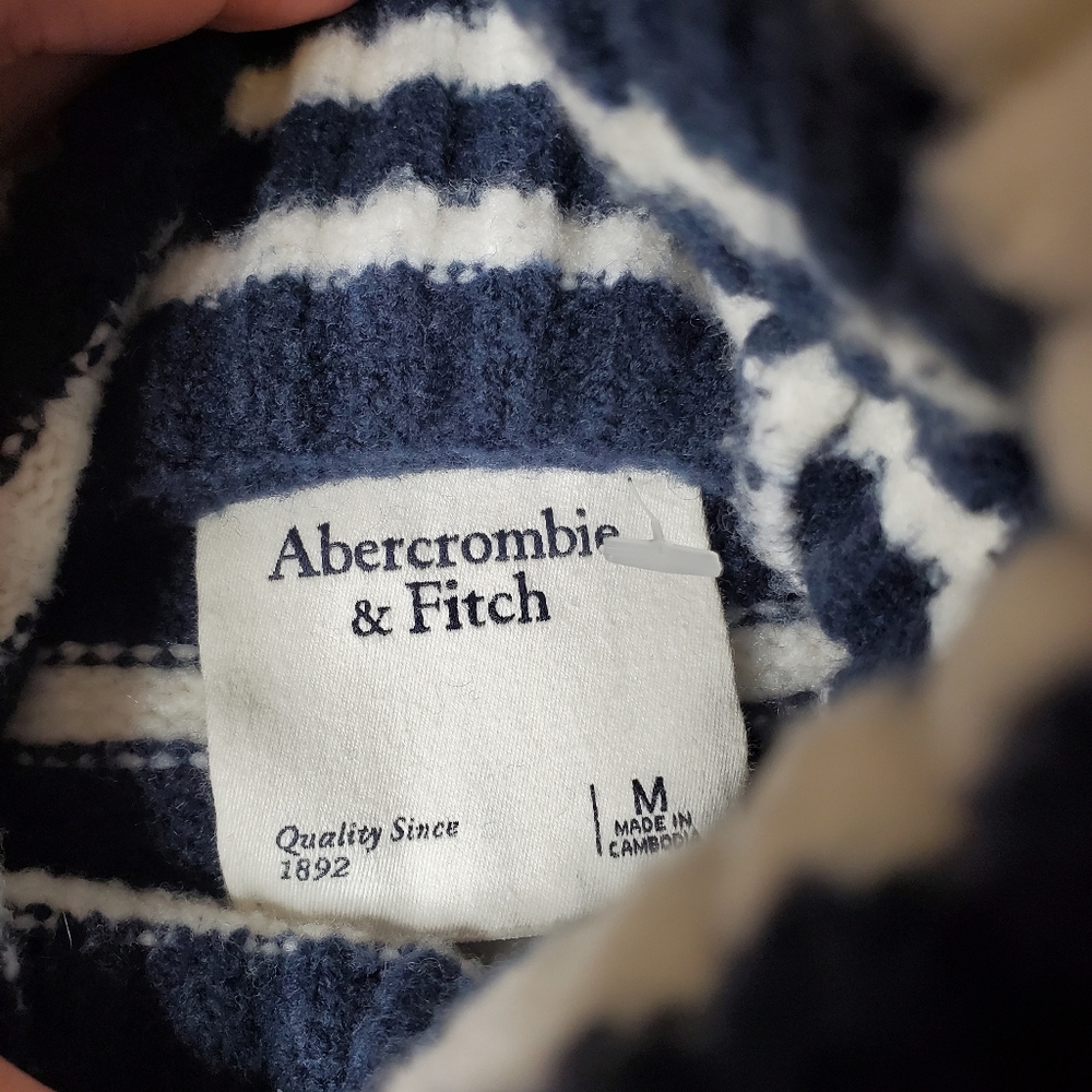 Abercombie & Fitch Womens Stripe  Turtleneck Fisherman Coastal Sweater    251 - Picture 4 of 5